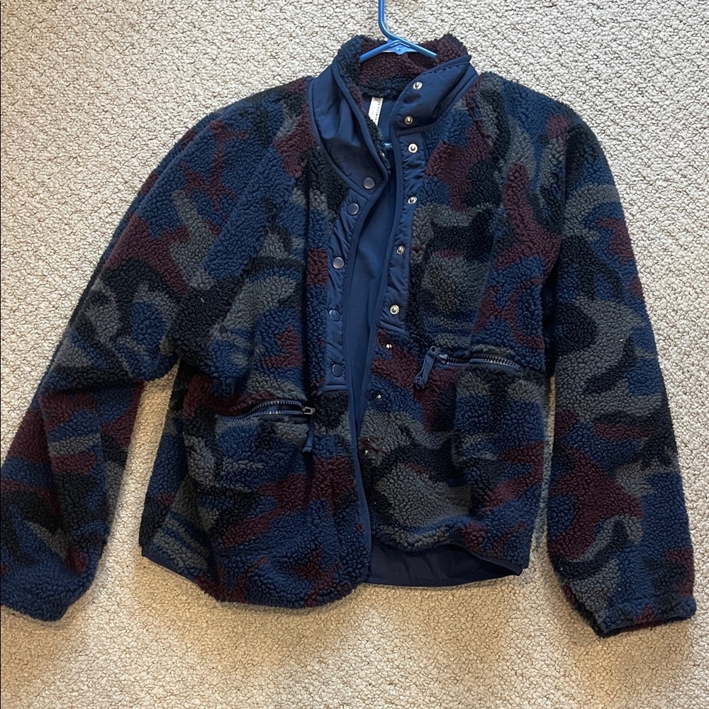FP Movement by Free People Blue and Red Camouflage Puffer Jacket